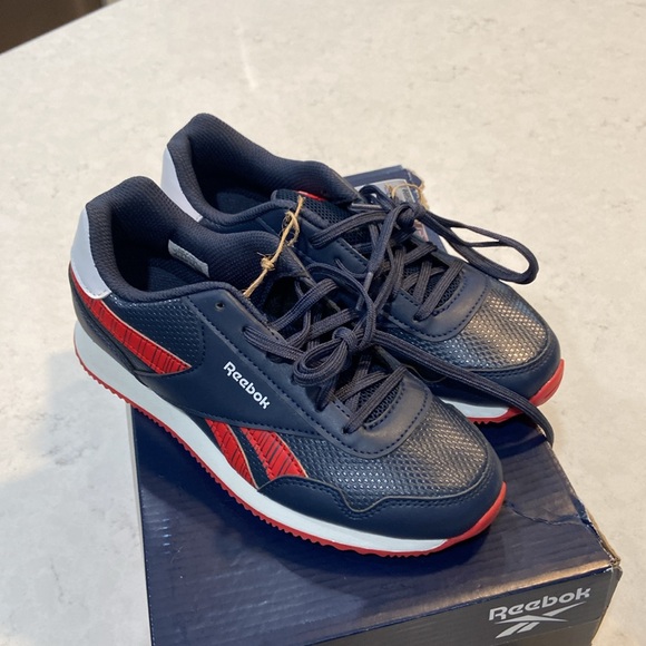 Kids NIB Reebok Royal CL Jog Blue and Red Athletic Sneakers Size 2 - Picture 1 of 6